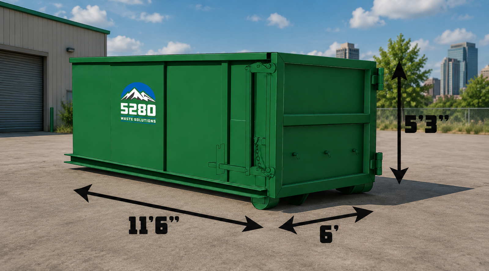 Small roll-off dumpster for garage cleanout in Denver